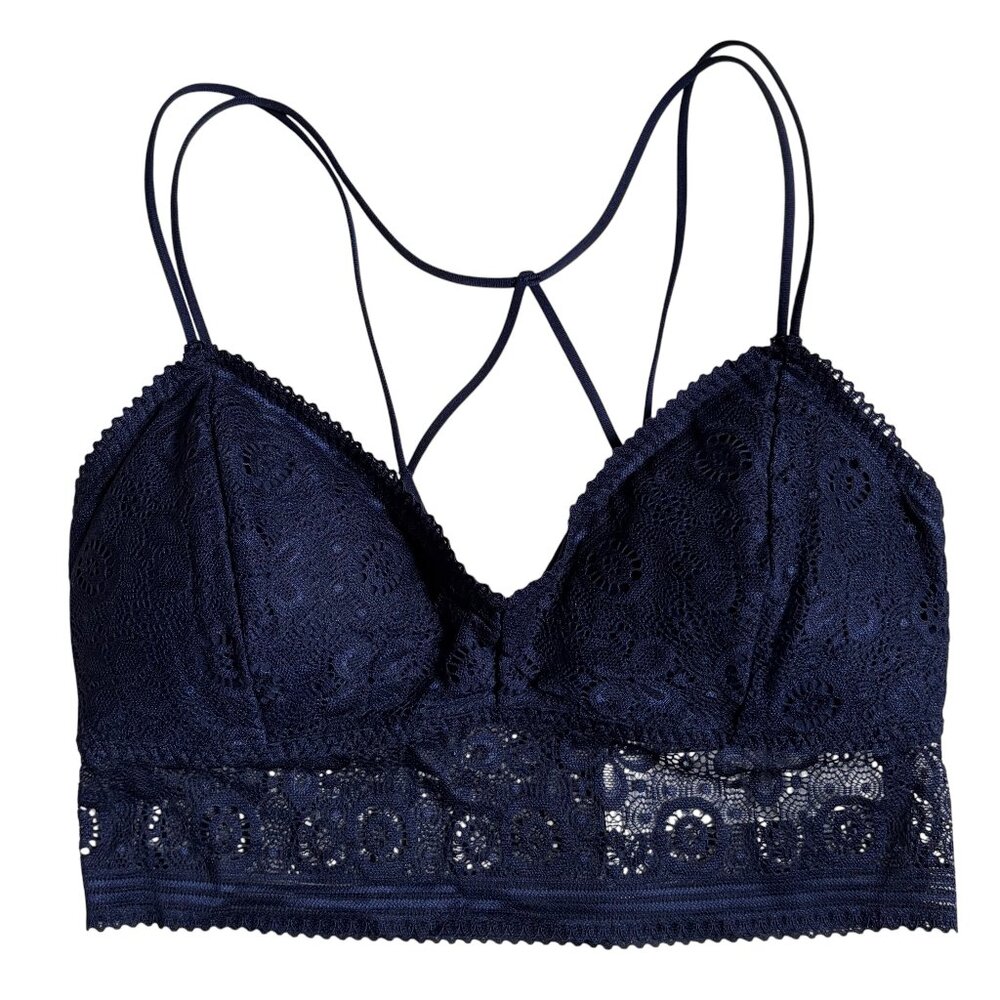 Gilly Hicks Longline Lace Bralette (Navy Blue) - Small